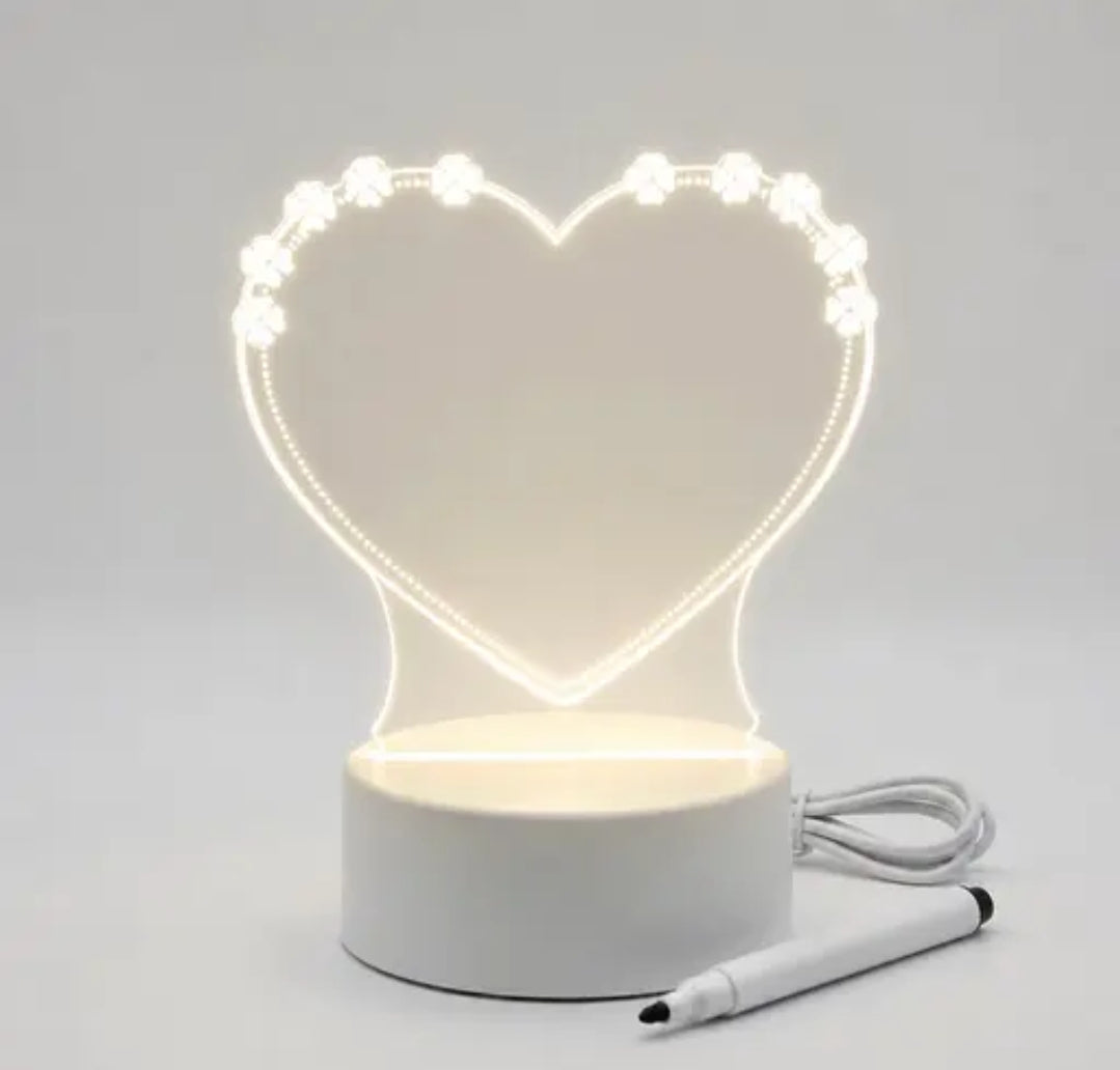 Acrylic LED Note Board Night Light with Marker Pen | Rewritable Message Lamp