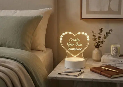 Acrylic LED Note Board Night Light with Marker Pen | Rewritable Message Lamp