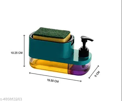 3 in 1 Soap Dispenser for Kitchen Dishwasher Liquid Dispenser Pump with Sponge Kitchen Cleaner