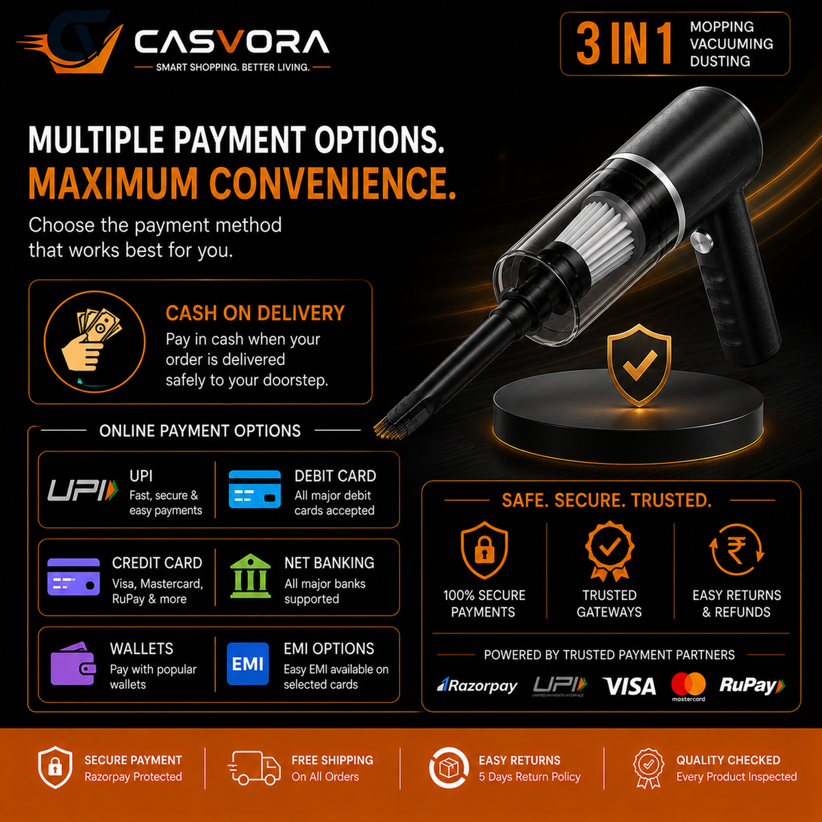 Multifunctional Air Duster Cleaner | Car Vaccum Cleaner